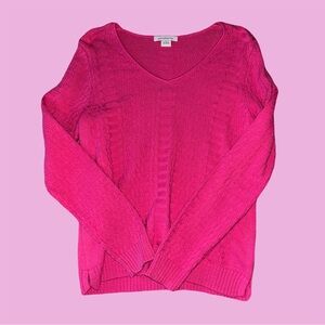 liz claiborne hot pink cable knit sweater